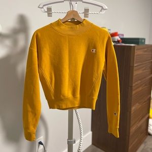 Champion crewneck in mango yellow; wore only once
